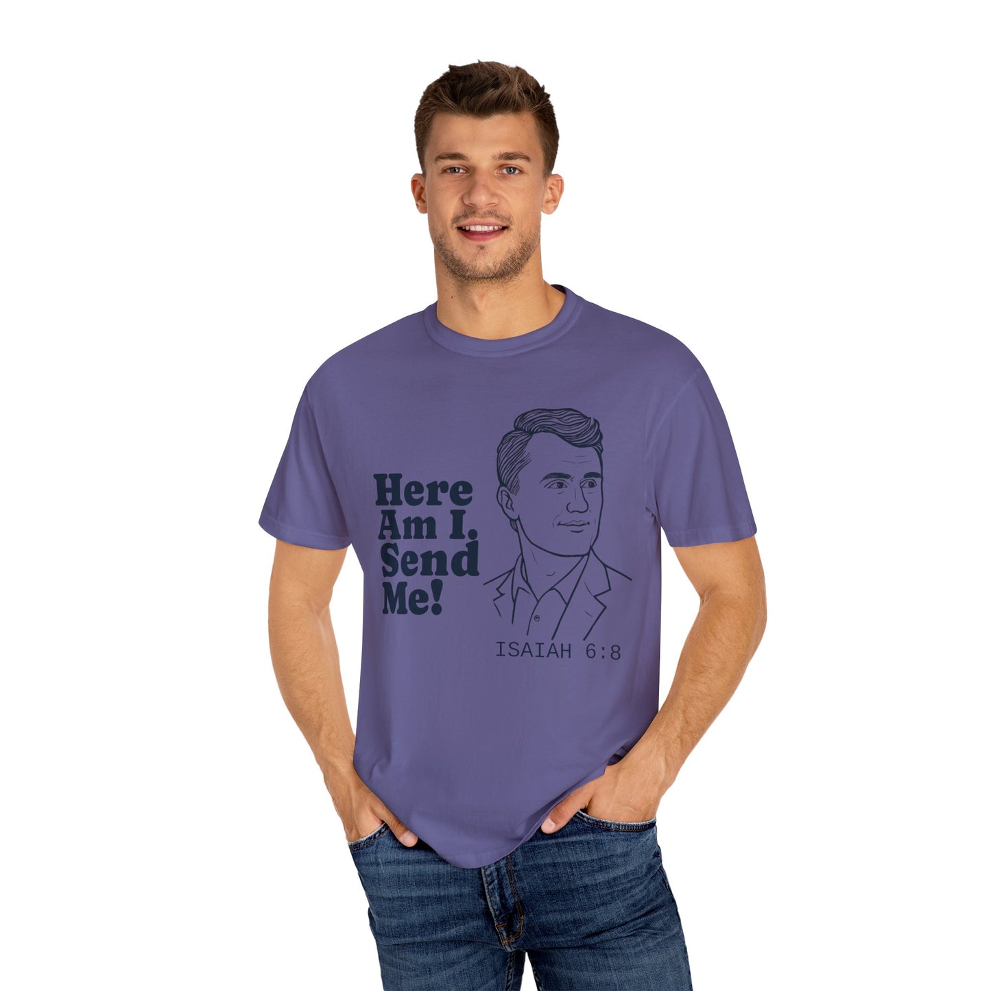 T-Shirt with Charlie Kirk's Inspirational Quote from Isaiah 6:8