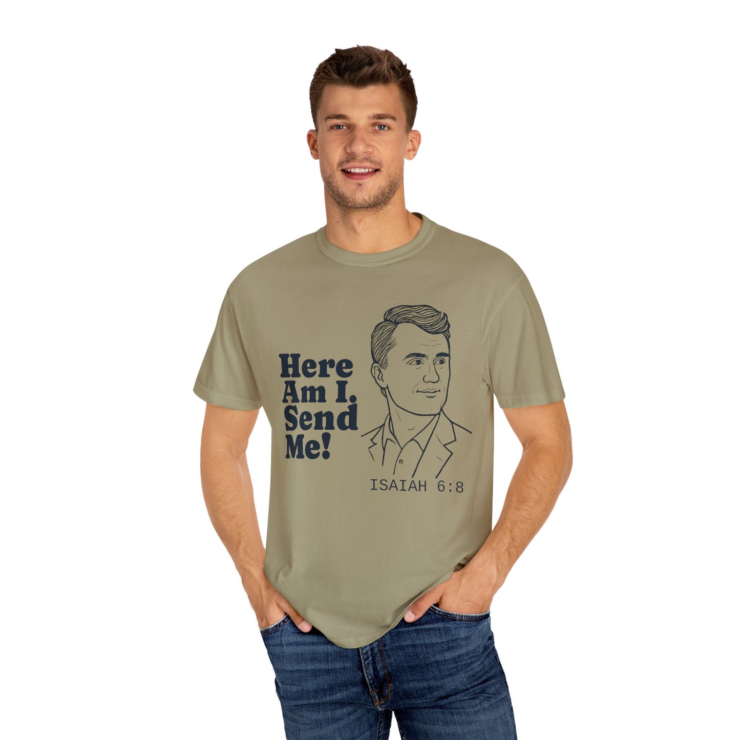T-Shirt with Charlie Kirk's Inspirational Quote from Isaiah 6:8